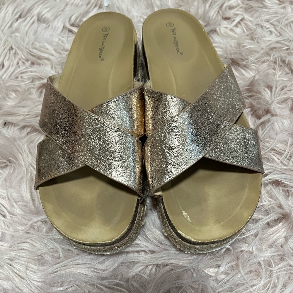 Rose gold platform sandal/ slide